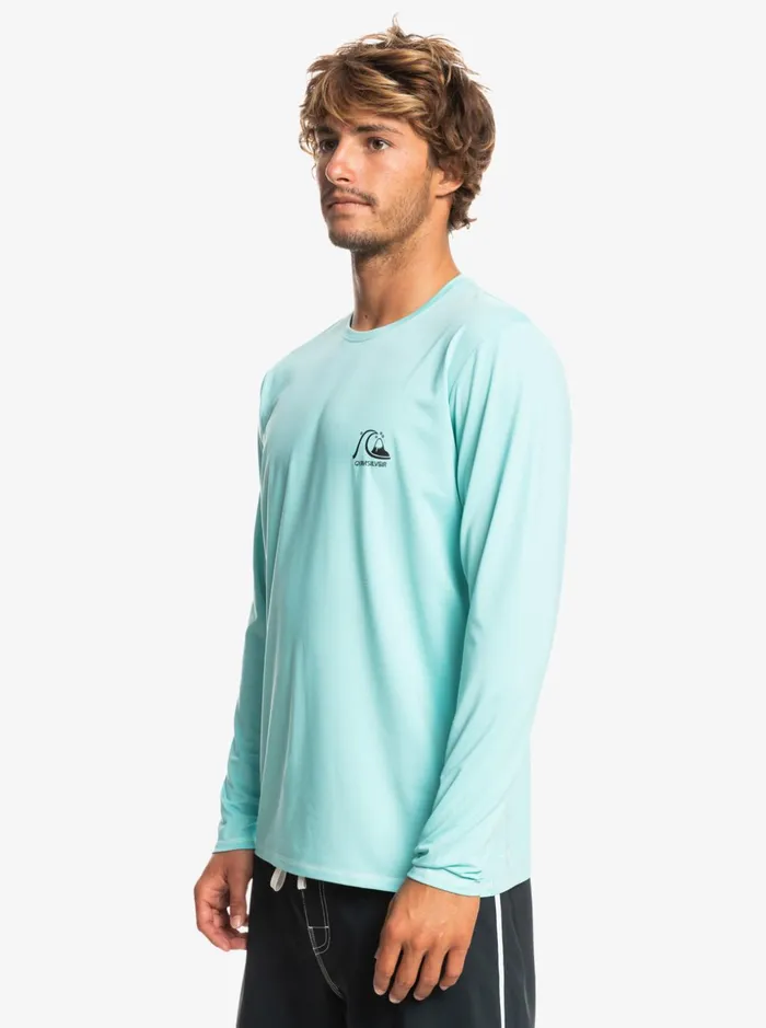 Men Quiksilver Rashguards Heritage Heather Long Sleeve UPF 50 Surf Tee Angel Blue Heather Men Quiksilver Rashguards Heritage Heather Long Sleeve UPF 50 Surf Tee Angel Blue Heather