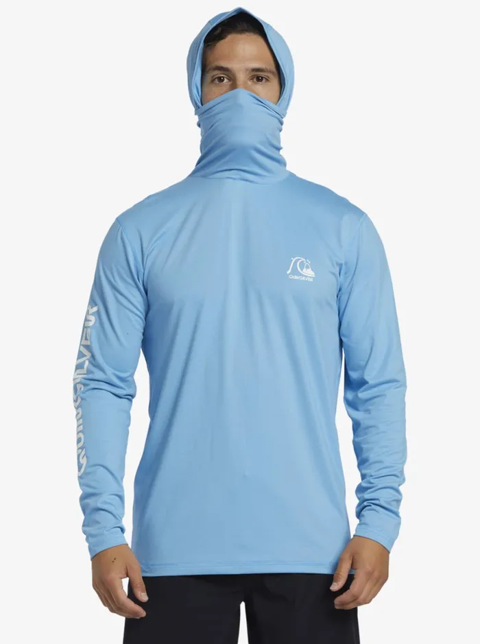 Men Quiksilver Rashguards Heritage UPF 50 Long Sleeve Surf Tee Azure Blue Men Quiksilver Rashguards Heritage UPF 50 Long Sleeve Surf Tee Azure Blue
