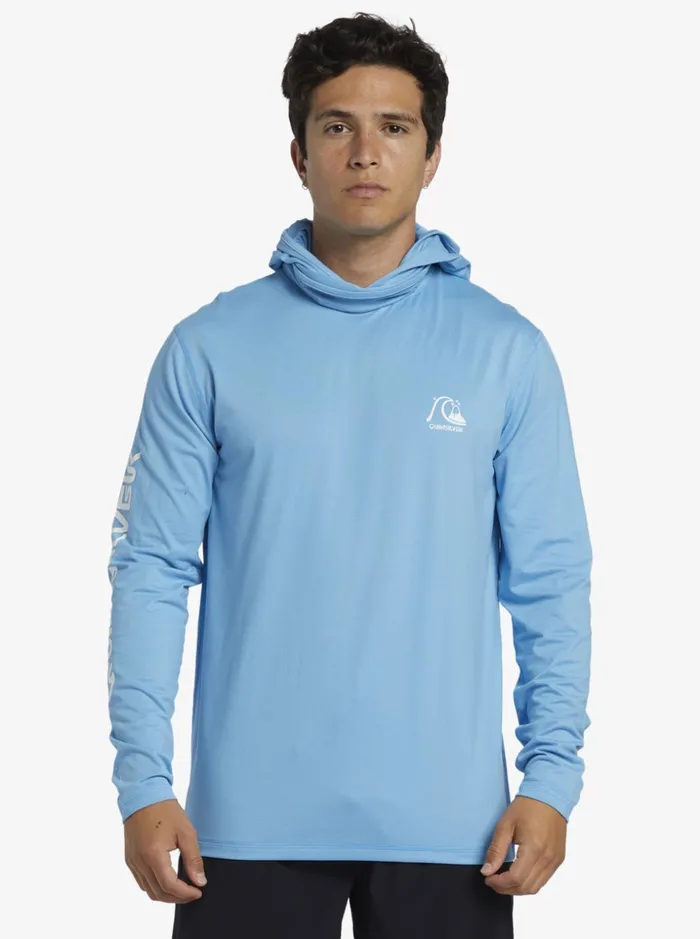 Men Quiksilver Rashguards Heritage UPF 50 Long Sleeve Surf Tee Azure Blue Men Quiksilver Rashguards Heritage UPF 50 Long Sleeve Surf Tee Azure Blue