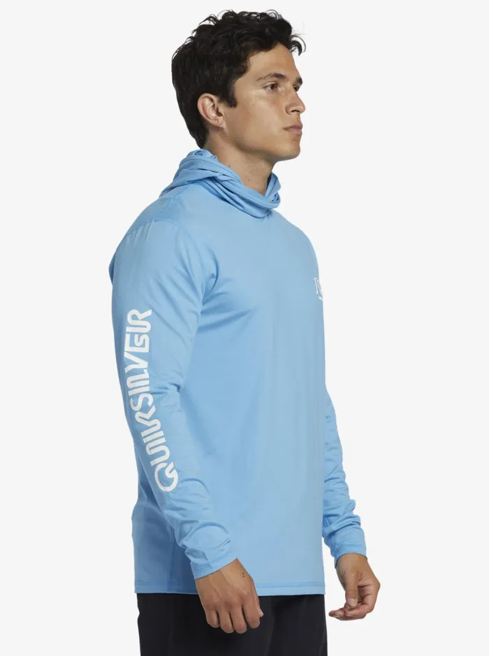 Men Quiksilver Rashguards Heritage UPF 50 Long Sleeve Surf Tee Azure Blue Men Quiksilver Rashguards Heritage UPF 50 Long Sleeve Surf Tee Azure Blue