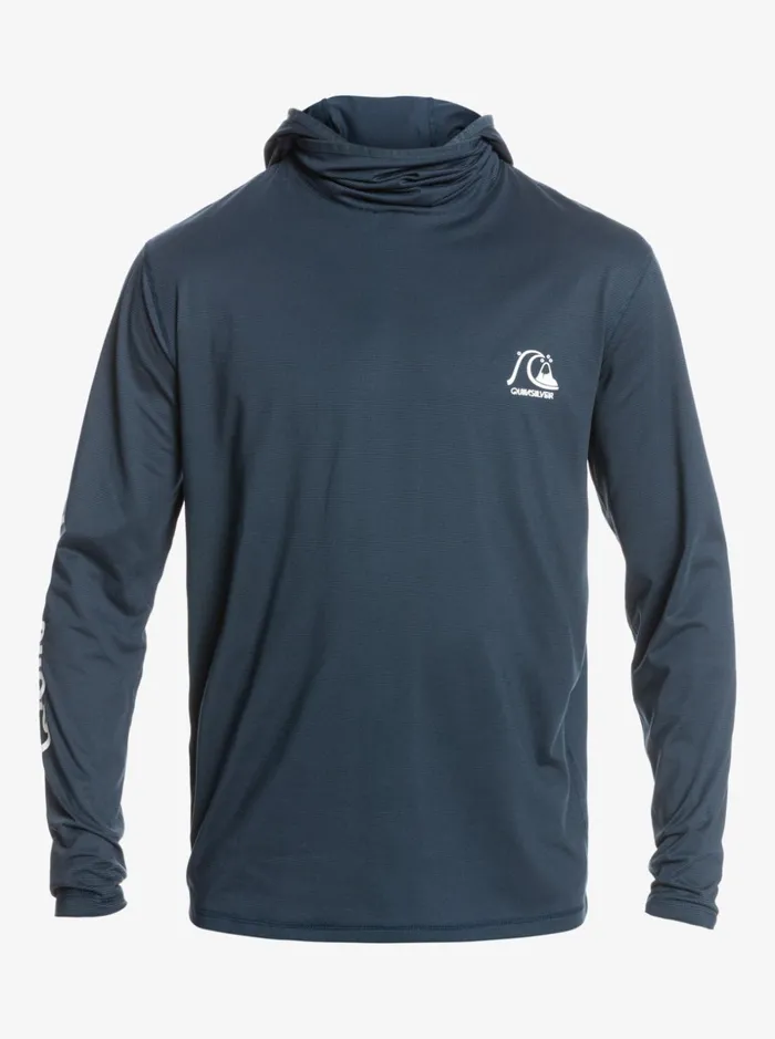 Men Quiksilver Rashguards Heritage UPF 50 Long Sleeve Surf Tee Midnight Navy Heather