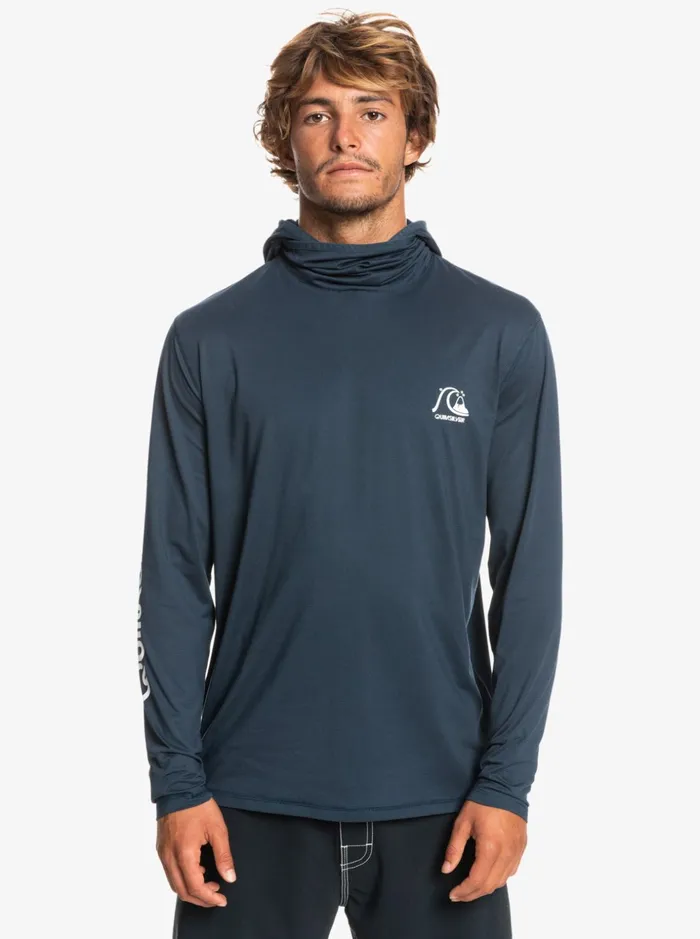 Men Quiksilver Rashguards Heritage UPF 50 Long Sleeve Surf Tee Midnight Navy Heather Men Quiksilver Rashguards Heritage UPF 50 Long Sleeve Surf Tee Midnight Navy Heather
