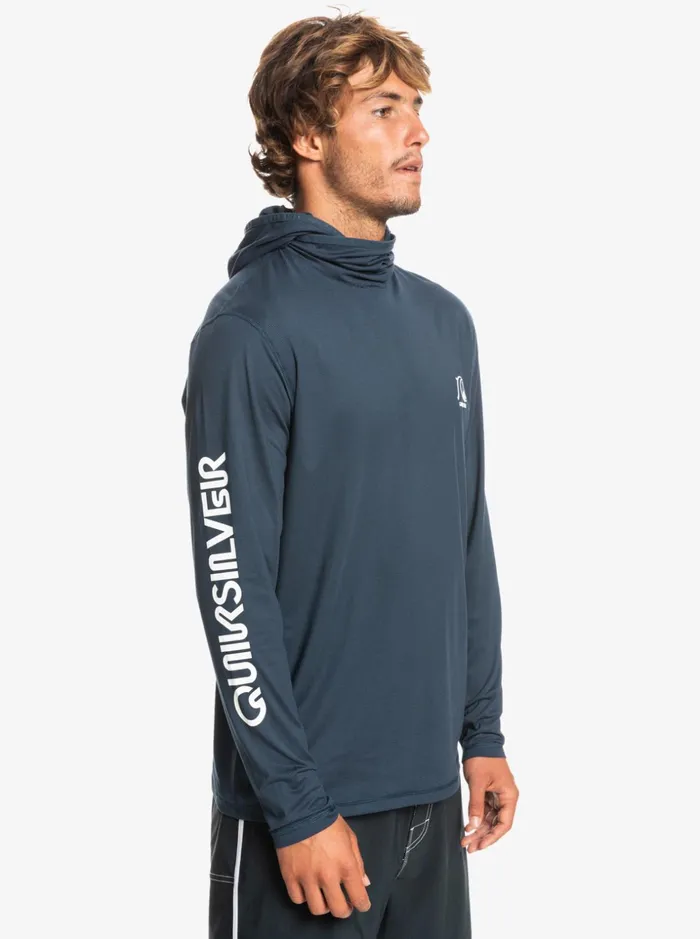 Men Quiksilver Rashguards Heritage UPF 50 Long Sleeve Surf Tee Midnight Navy Heather Men Quiksilver Rashguards Heritage UPF 50 Long Sleeve Surf Tee Midnight Navy Heather