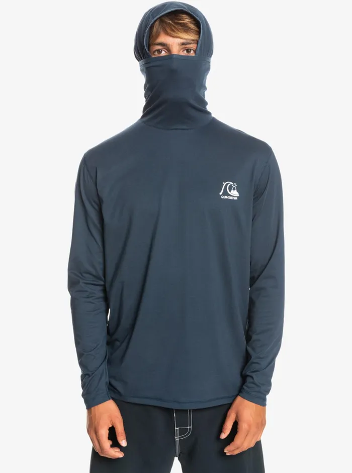 Men Quiksilver Rashguards Heritage UPF 50 Long Sleeve Surf Tee Midnight Navy Heather Men Quiksilver Rashguards Heritage UPF 50 Long Sleeve Surf Tee Midnight Navy Heather