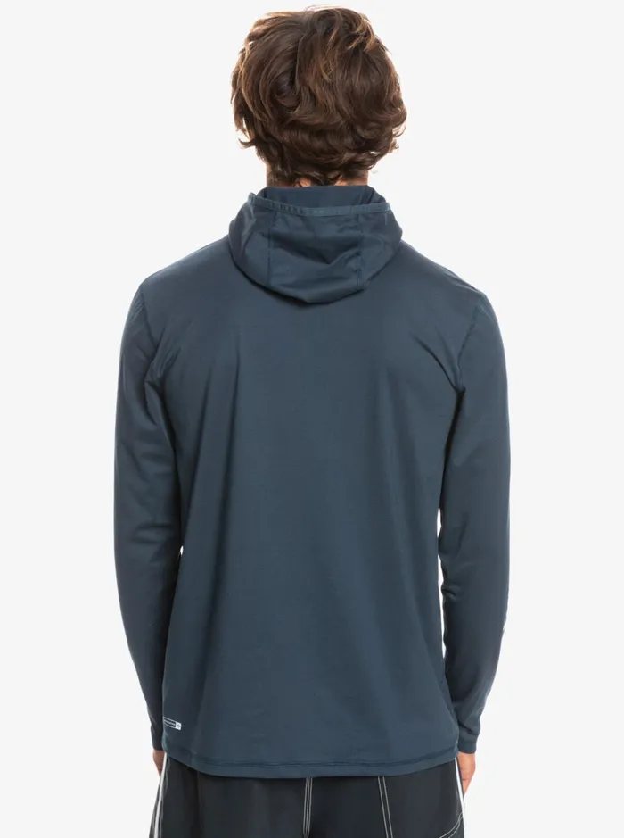 Men Quiksilver Rashguards Heritage UPF 50 Long Sleeve Surf Tee Midnight Navy Heather Men Quiksilver Rashguards Heritage UPF 50 Long Sleeve Surf Tee Midnight Navy Heather
