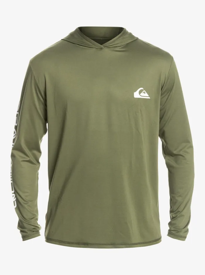 Men Quiksilver Rashguards Omni Session UPF 50 Long Sleeve Surf Tee Four Leaf Clover