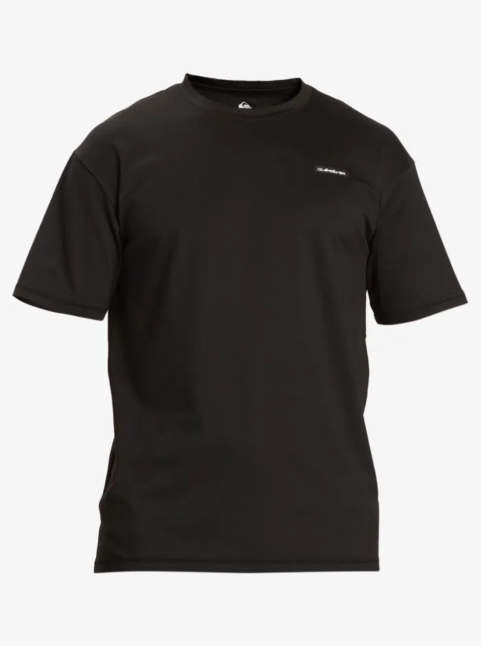 Men Quiksilver Rashguards Omni Session UPF 50 Short Sleeve Surf Tee Black