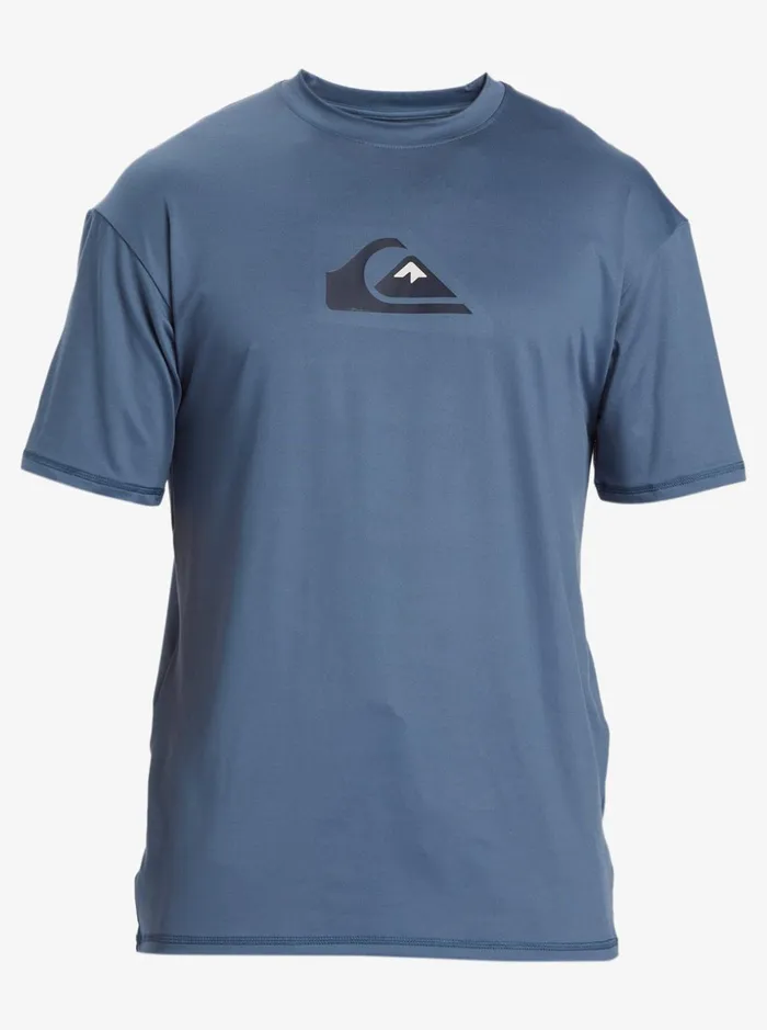 Men Quiksilver Rashguards Solid Streak Short Sleeve UPF 50 Surf Tee Bering Sea