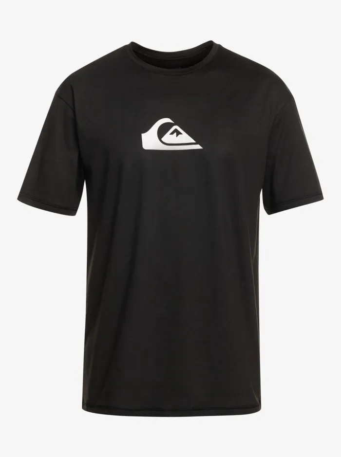 Men Quiksilver Rashguards Solid Streak Short Sleeve UPF 50 Surf Tee Black