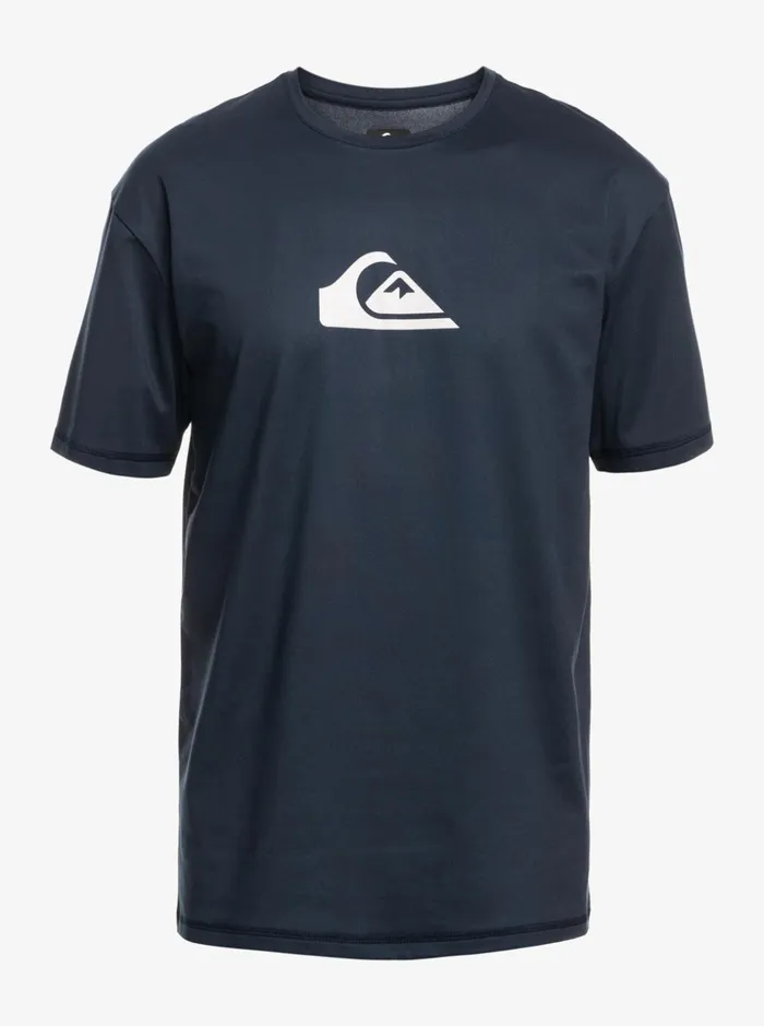 Men Quiksilver Rashguards Solid Streak Short Sleeve UPF 50 Surf Tee Navy Blazer