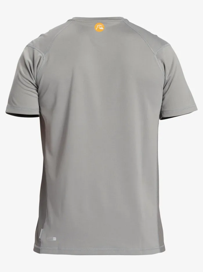 Men Quiksilver Rashguards Waterman Bamboo Check 2 UPF 50 Short Sleeve Surf Tee Sharkskin Men Quiksilver Rashguards Waterman Bamboo Check 2 UPF 50 Short Sleeve Surf Tee Sharkskin