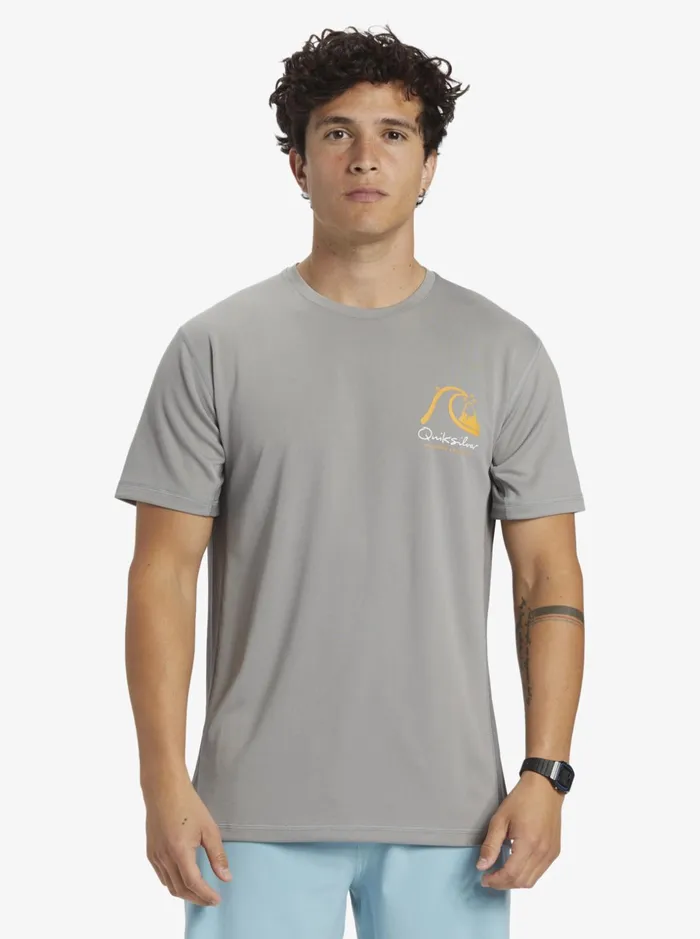 Men Quiksilver Rashguards Waterman Bamboo Check 2 UPF 50 Short Sleeve Surf Tee Sharkskin Men Quiksilver Rashguards Waterman Bamboo Check 2 UPF 50 Short Sleeve Surf Tee Sharkskin