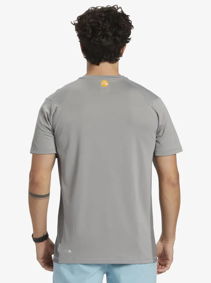 Men Quiksilver Rashguards Waterman Bamboo Check 2 UPF 50 Short Sleeve Surf Tee Sharkskin Men Quiksilver Rashguards Waterman Bamboo Check 2 UPF 50 Short Sleeve Surf Tee Sharkskin