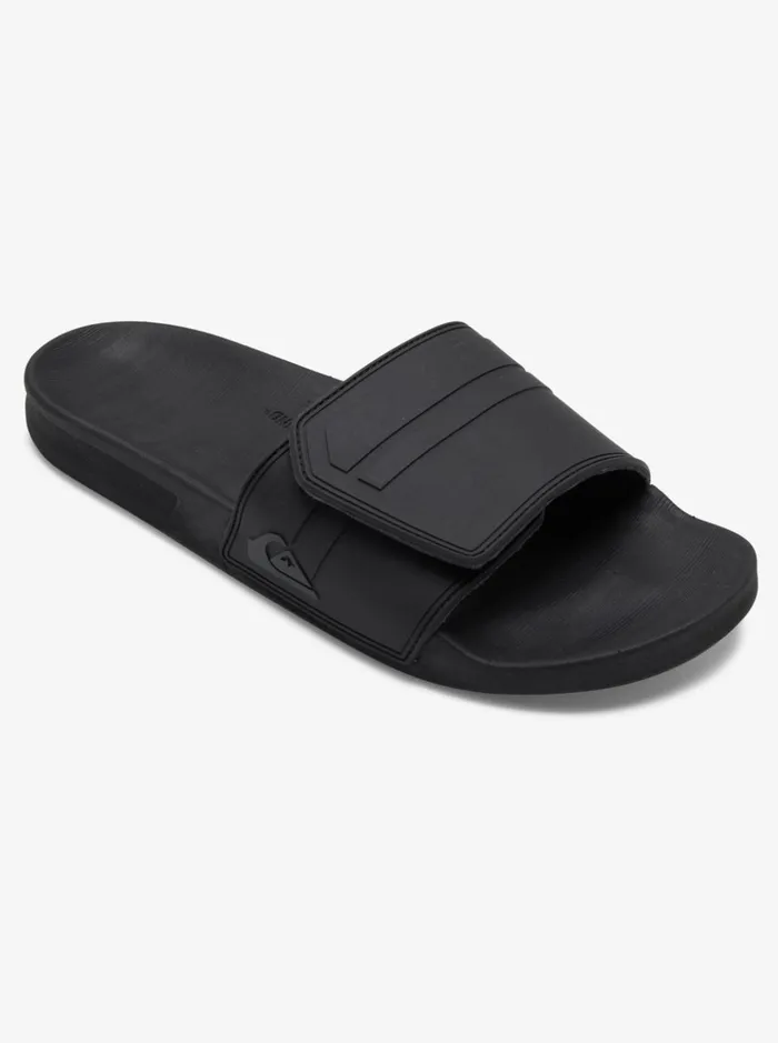 Men Quiksilver Sandals Rivi Slide Adjust Sliders Blackgreyblack