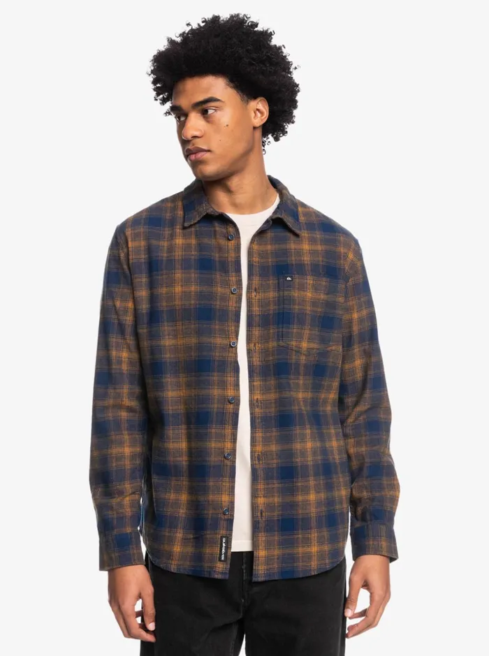 Men Quiksilver Shirts and Polos Ganaway Stretch Long Sleeve Flannel Shirt Insignia Blue Ganaway Men Quiksilver Shirts and Polos Ganaway Stretch Long Sleeve Flannel Shirt Insignia Blue Ganaway