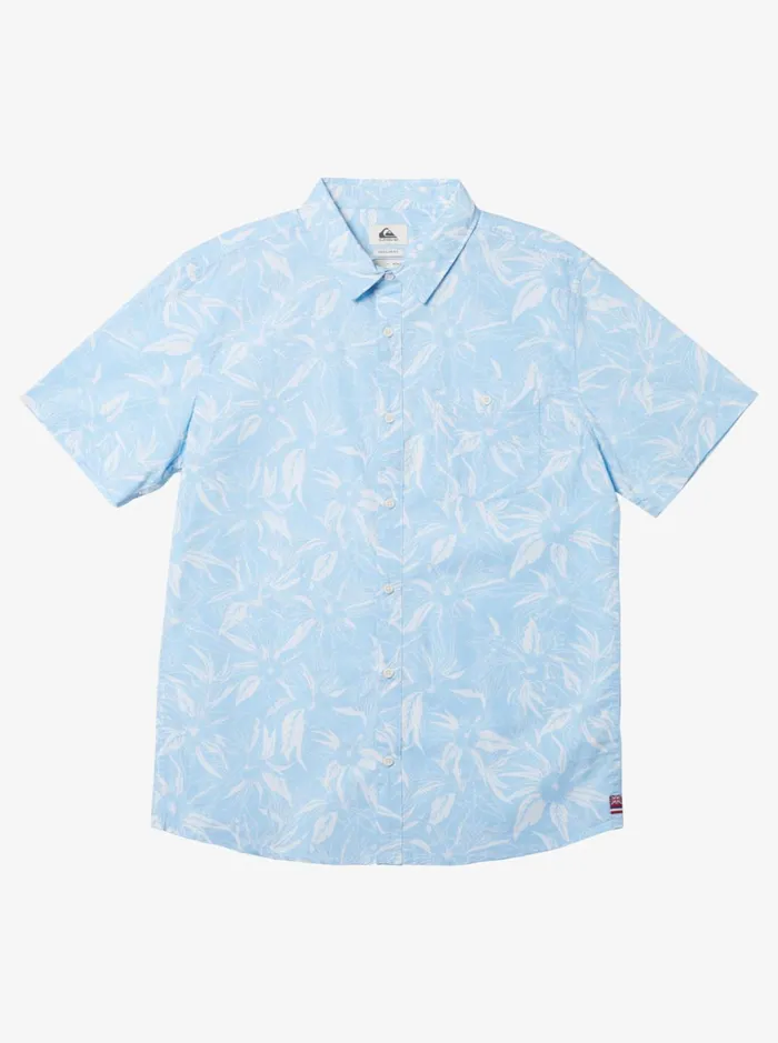Men Quiksilver Shirts and Polos Hawaii Stay The Course Short Sleeve Shirt Clear Sky