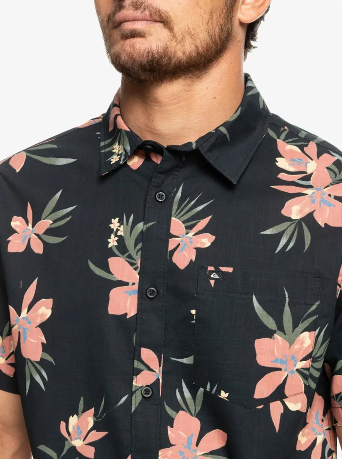 Men Quiksilver Shirts and Polos Holidazed Short Sleeve Shirt Black Holidazed Men Quiksilver Shirts and Polos Holidazed Short Sleeve Shirt Black Holidazed