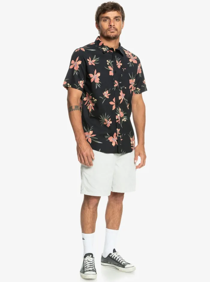 Men Quiksilver Shirts and Polos Holidazed Short Sleeve Shirt Black Holidazed Men Quiksilver Shirts and Polos Holidazed Short Sleeve Shirt Black Holidazed