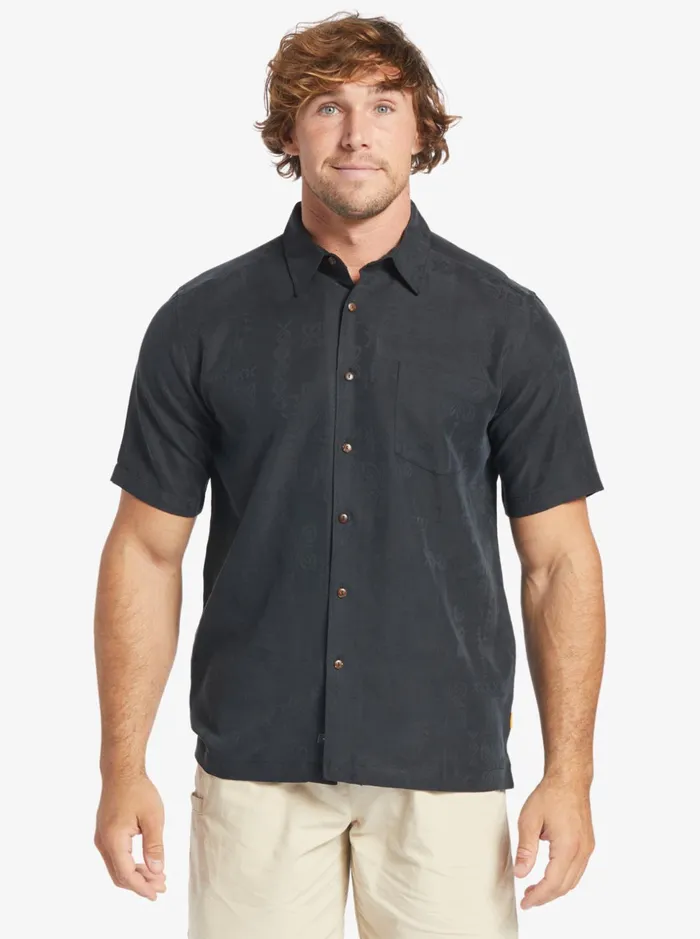 Men Quiksilver Shirts and Polos Waterman Manele Bay Short Sleeve Shirt Black Men Quiksilver Shirts and Polos Waterman Manele Bay Short Sleeve Shirt Black