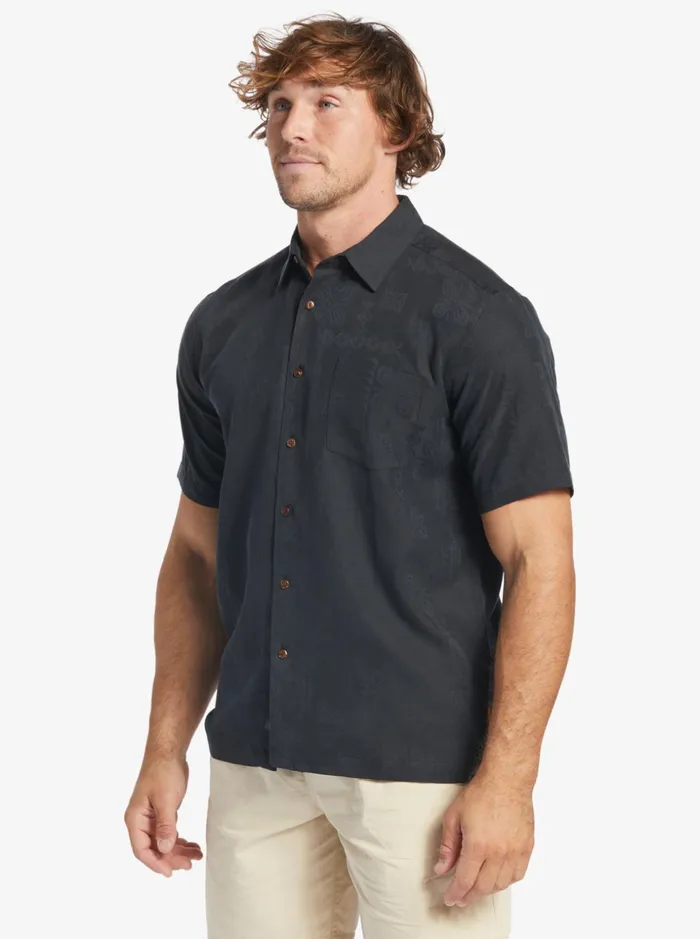Men Quiksilver Shirts and Polos Waterman Manele Bay Short Sleeve Shirt Black Men Quiksilver Shirts and Polos Waterman Manele Bay Short Sleeve Shirt Black