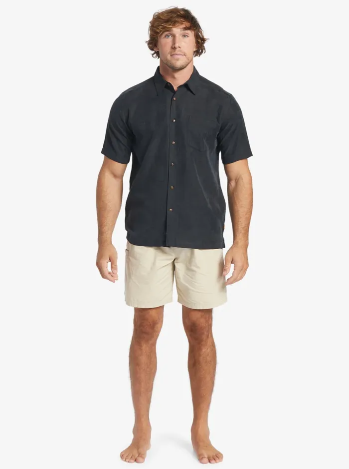 Men Quiksilver Shirts and Polos Waterman Manele Bay Short Sleeve Shirt Black Men Quiksilver Shirts and Polos Waterman Manele Bay Short Sleeve Shirt Black