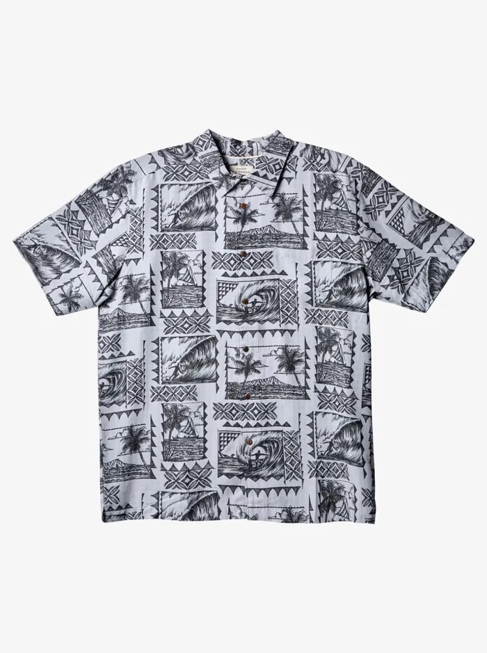 Men Quiksilver Shirts and Polos Waterman Surf Trippers Short Sleeve Shirt Black Surf Trippers