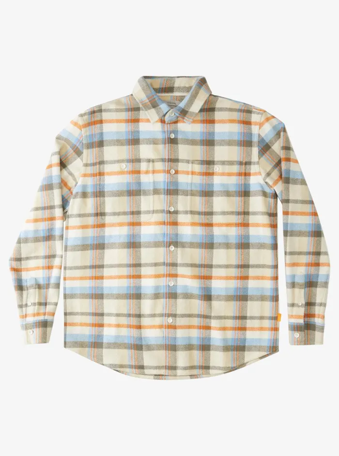Men Quiksilver Shirts and Polos Waterman Thunder Sets Flannel Long Sleeve Shirt Antique White Thundersets