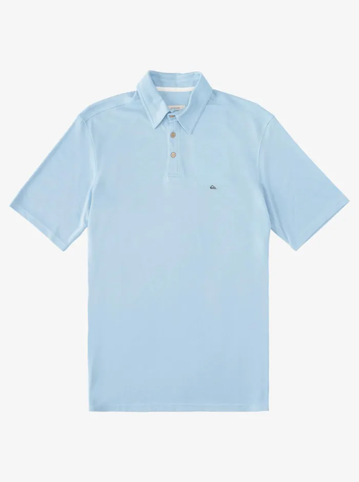 Men Quiksilver Shirts and Polos Waterman Waterpolo Short Sleeve Polo Shirt Dusk Blue