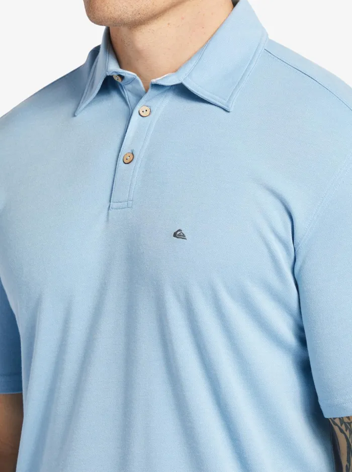 Men Quiksilver Shirts and Polos Waterman Waterpolo Short Sleeve Polo Shirt Dusk Blue Men Quiksilver Shirts and Polos Waterman Waterpolo Short Sleeve Polo Shirt Dusk Blue