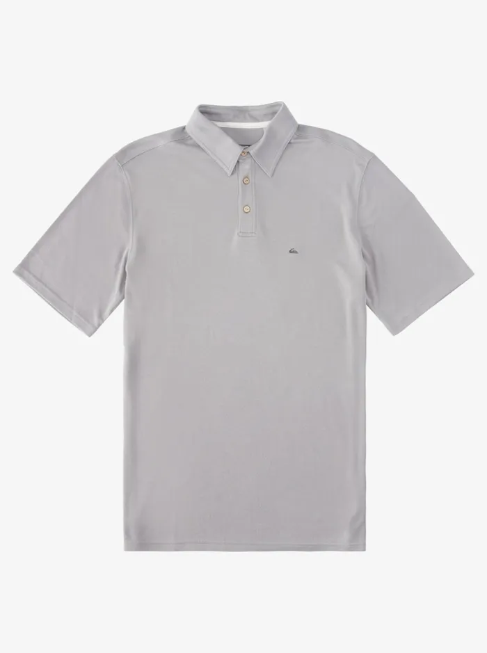 Men Quiksilver Shirts and Polos Waterman Waterpolo Short Sleeve Polo Shirt Sharkskin