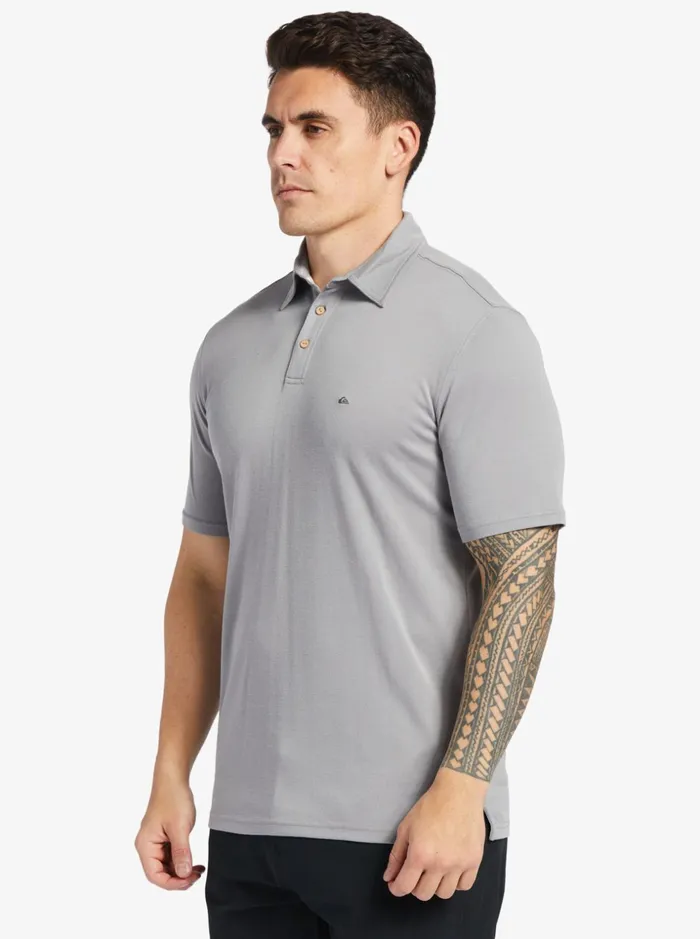 Men Quiksilver Shirts and Polos Waterman Waterpolo Short Sleeve Polo Shirt Sharkskin Men Quiksilver Shirts and Polos Waterman Waterpolo Short Sleeve Polo Shirt Sharkskin