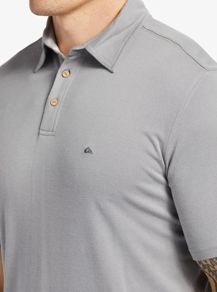 Men Quiksilver Shirts and Polos Waterman Waterpolo Short Sleeve Polo Shirt Sharkskin Men Quiksilver Shirts and Polos Waterman Waterpolo Short Sleeve Polo Shirt Sharkskin