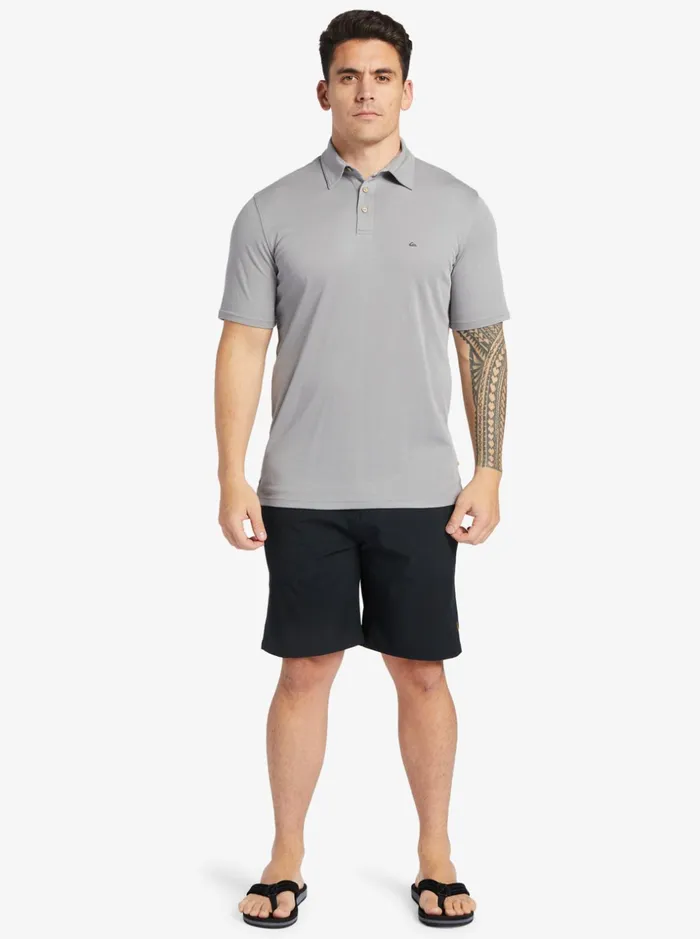 Men Quiksilver Shirts and Polos Waterman Waterpolo Short Sleeve Polo Shirt Sharkskin Men Quiksilver Shirts and Polos Waterman Waterpolo Short Sleeve Polo Shirt Sharkskin