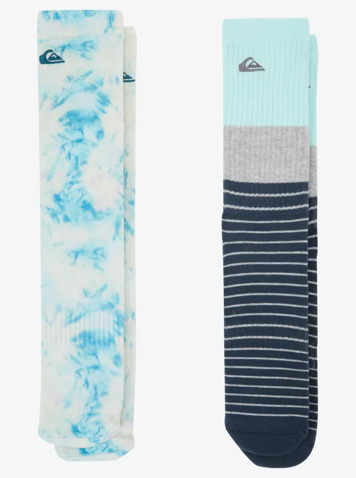 Men Quiksilver Socks and Underwear Tie Dye 2 Pack Crew Socks Beach Glass Neo Blue Men Quiksilver Socks and Underwear Tie Dye 2 Pack Crew Socks Beach Glass Neo Blue