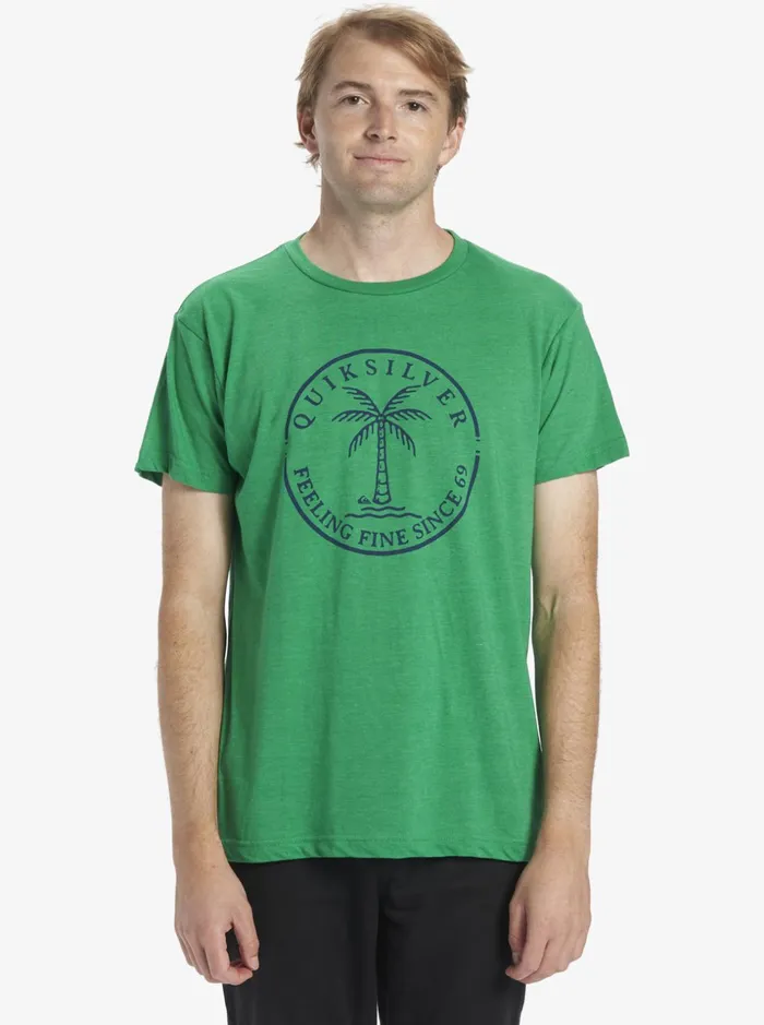 Men Quiksilver Tees Circle Palm TShirt Kelly Green Heather Men Quiksilver Tees Circle Palm TShirt Kelly Green Heather