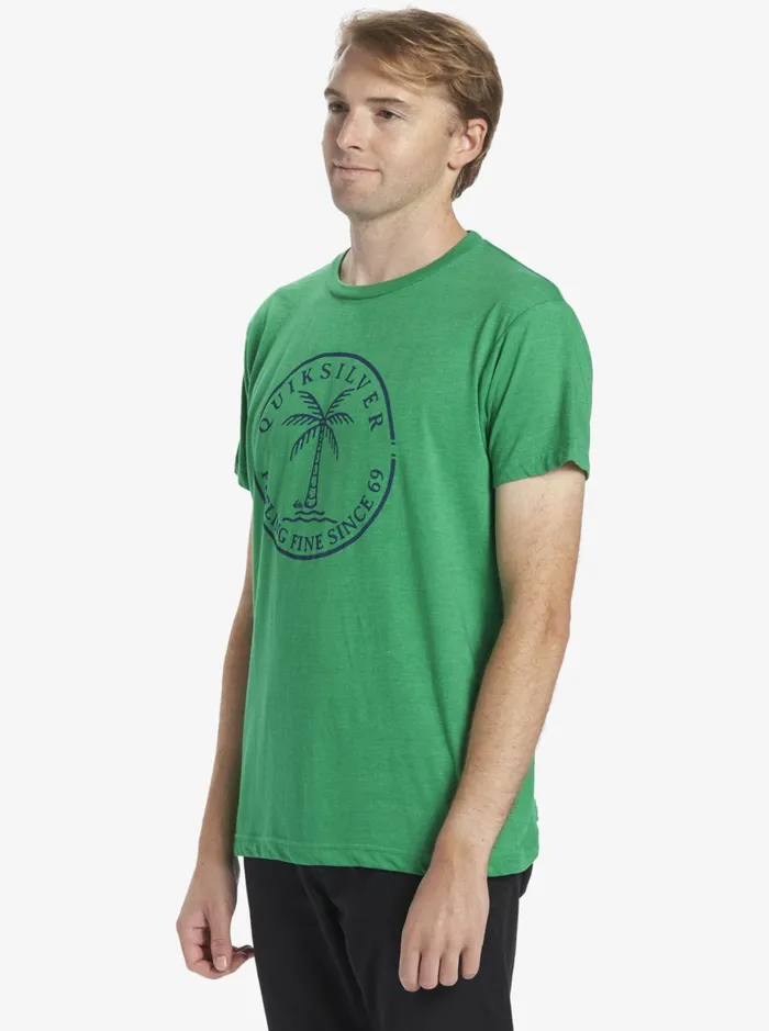 Men Quiksilver Tees Circle Palm TShirt Kelly Green Heather Men Quiksilver Tees Circle Palm TShirt Kelly Green Heather