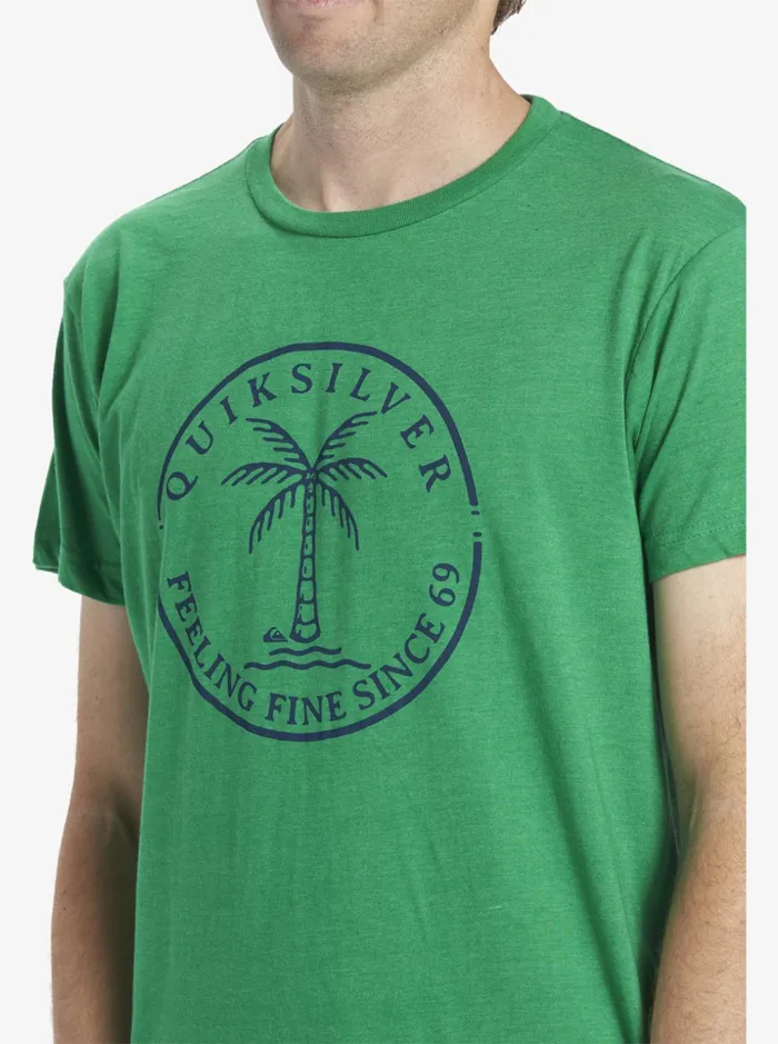 Men Quiksilver Tees Circle Palm TShirt Kelly Green Heather Men Quiksilver Tees Circle Palm TShirt Kelly Green Heather