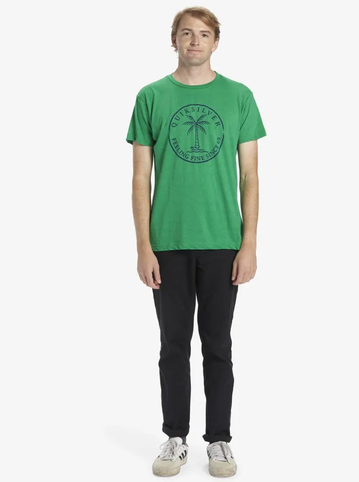 Men Quiksilver Tees Circle Palm TShirt Kelly Green Heather Men Quiksilver Tees Circle Palm TShirt Kelly Green Heather