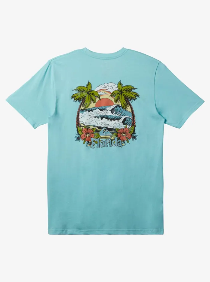 Men Quiksilver Tees Florida Land Of Lefts TShirt Angel Blue Men Quiksilver Tees Florida Land Of Lefts TShirt Angel Blue