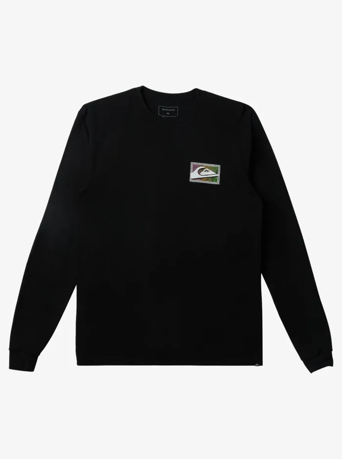 Men Quiksilver Tees Gradient Prints Long Sleeve TShirt Black