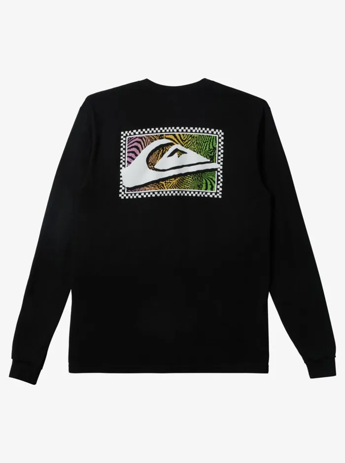 Men Quiksilver Tees Gradient Prints Long Sleeve TShirt Black Men Quiksilver Tees Gradient Prints Long Sleeve TShirt Black