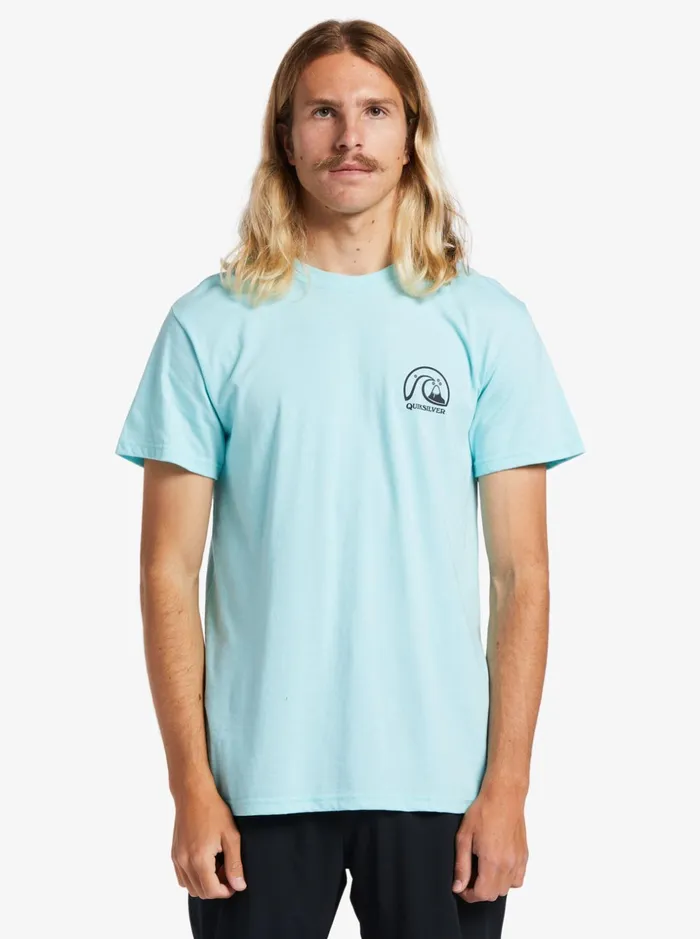 Men Quiksilver Tees Into Waves TShirt Angel Blue Heather Men Quiksilver Tees Into Waves TShirt Angel Blue Heather