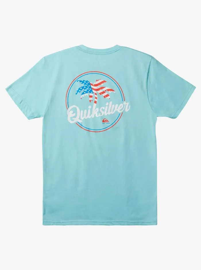 Men Quiksilver Tees Palm Breezy TShirt Angel Blue Men Quiksilver Tees Palm Breezy TShirt Angel Blue