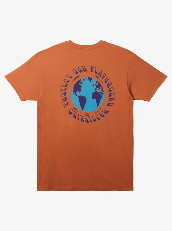 Men Quiksilver Tees Protect Our Playground TShirt Copper Tan Men Quiksilver Tees Protect Our Playground TShirt Copper Tan