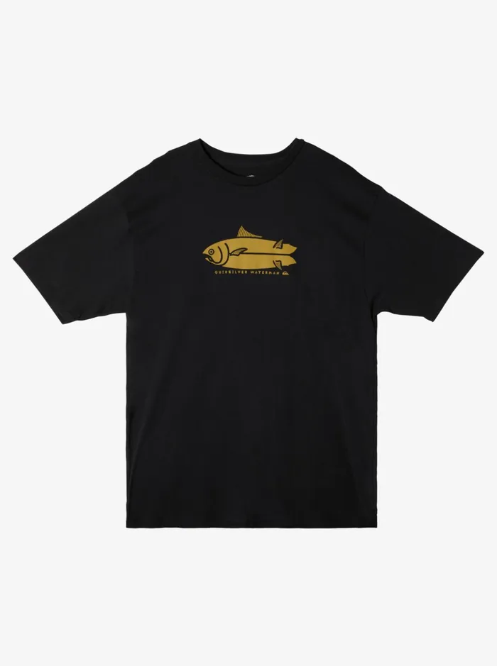 Men Quiksilver Tees Waterman Fish Tales TShirt Black