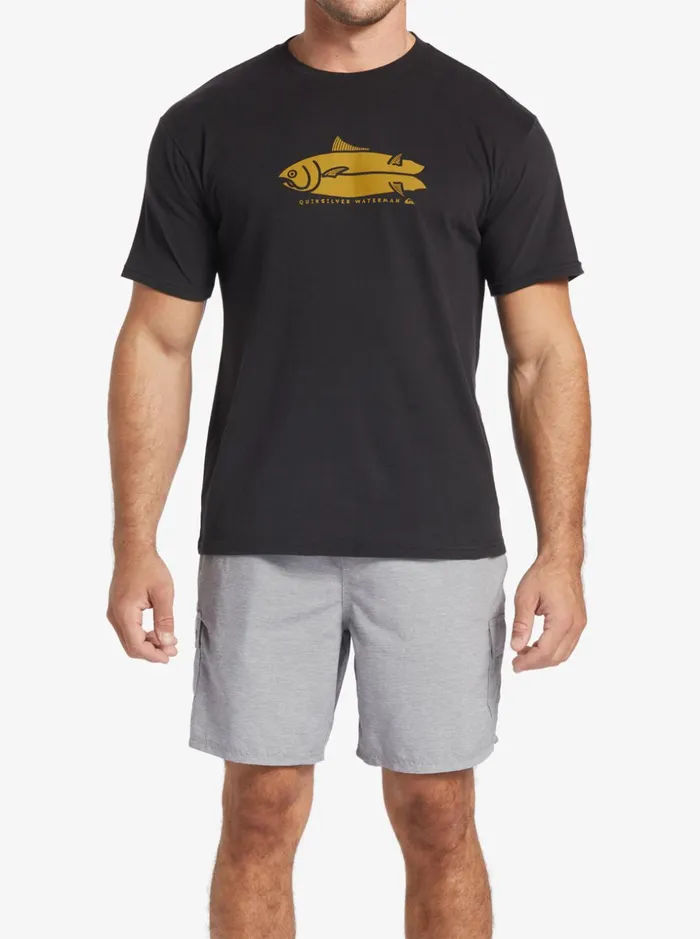 Men Quiksilver Tees Waterman Fish Tales TShirt Black Men Quiksilver Tees Waterman Fish Tales TShirt Black