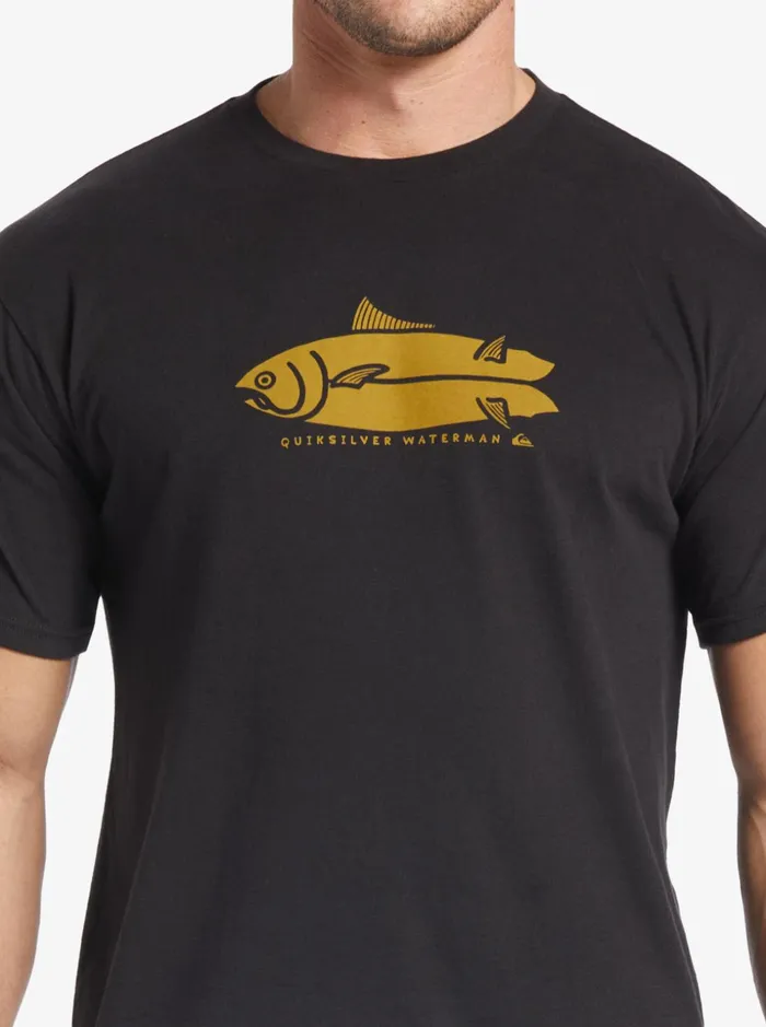 Men Quiksilver Tees Waterman Fish Tales TShirt Black Men Quiksilver Tees Waterman Fish Tales TShirt Black