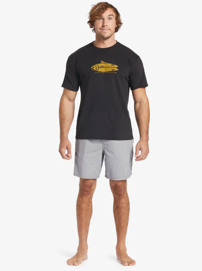 Men Quiksilver Tees Waterman Fish Tales TShirt Black Men Quiksilver Tees Waterman Fish Tales TShirt Black