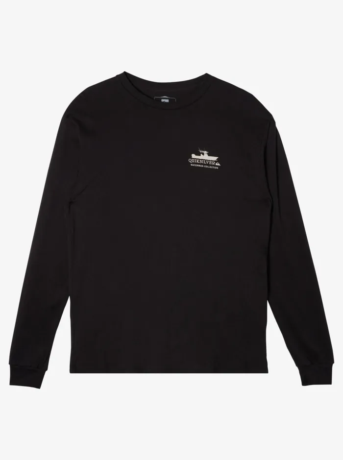 Men Quiksilver Tees Waterman Power Trip Long Sleeve TShirt Black
