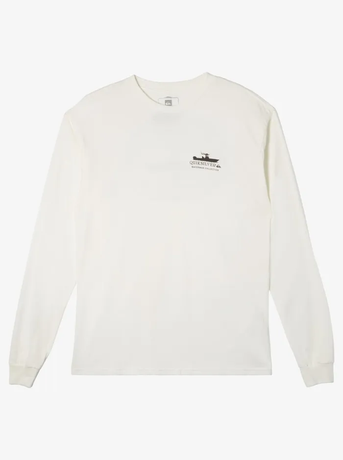 Men Quiksilver Tees Waterman Power Trip Long Sleeve TShirt Snow White